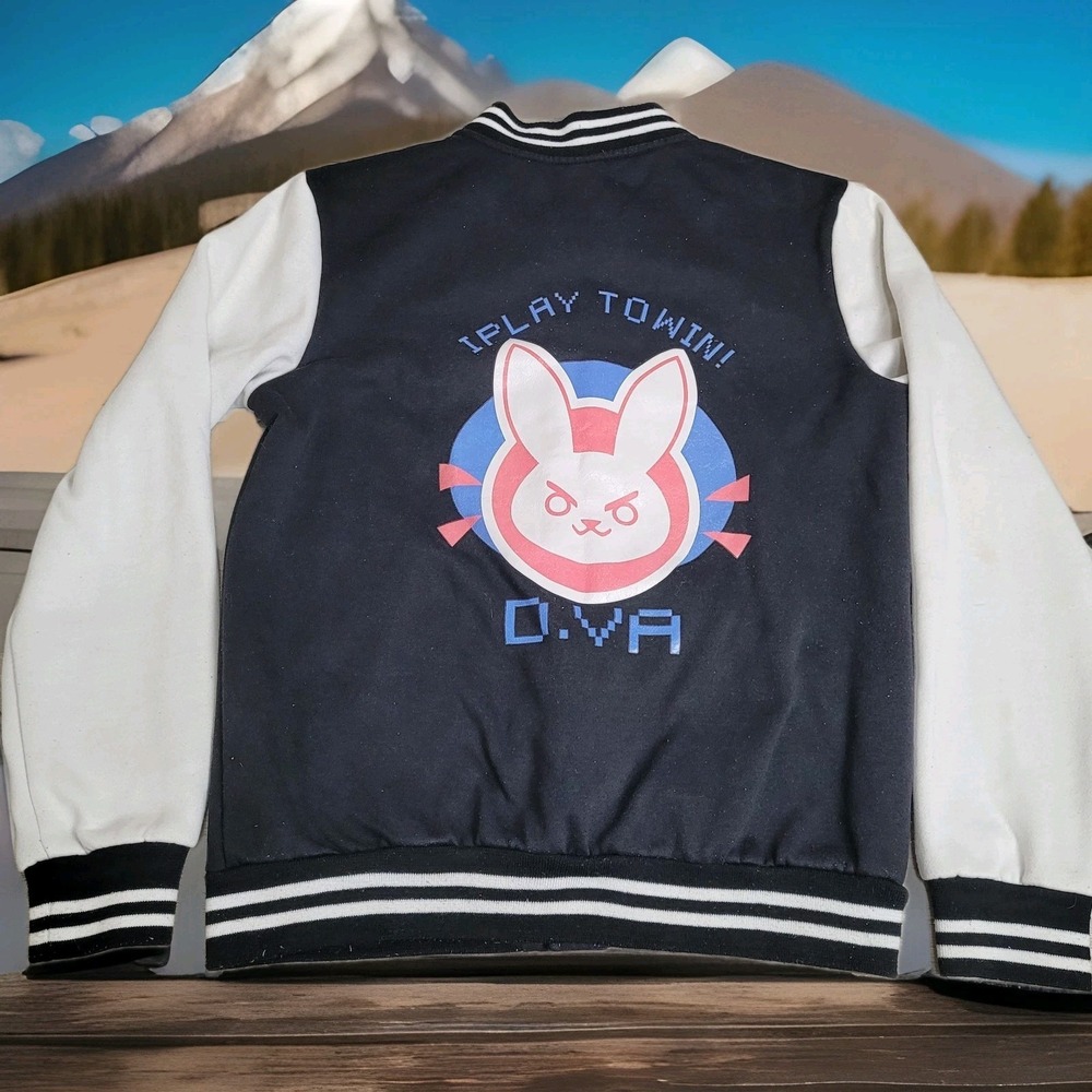 Women's Varsity Bomber Jacket Medium D.Va Overwatch Gamer Streetwear Y2K Preppy